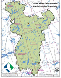 Map of Crowe Valley Conservation Authority watershed showing Municipal Boundaries